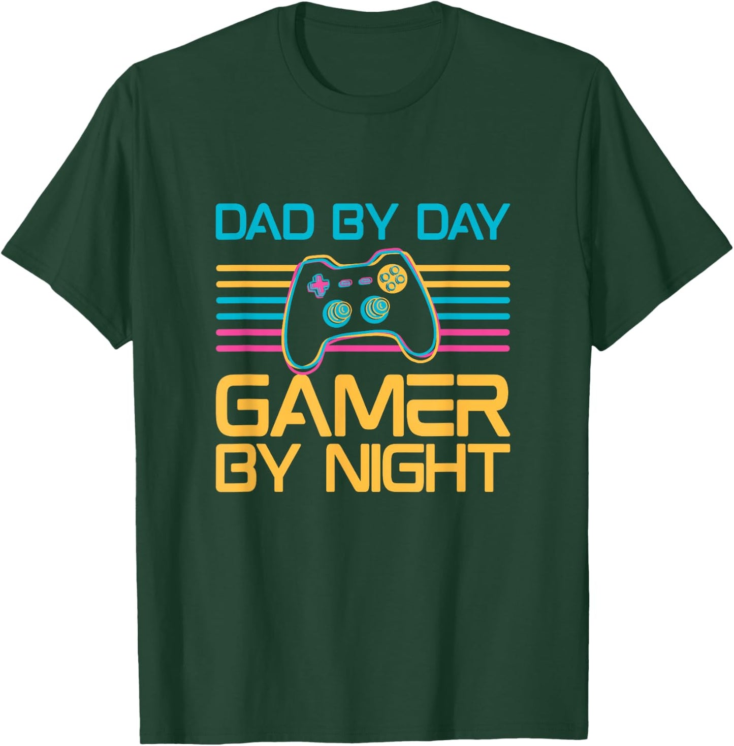 Dad By Day Gamer By Night Video Games Lover Gamer Dad T-Shirt - T-Shirt | Forest