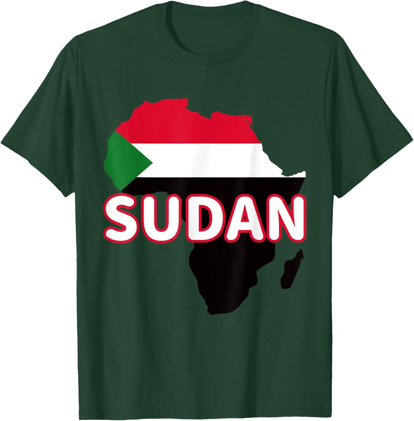 Sudan Sudanese Pride Flag Map Africa Print T-Shirt - T-Shirt | Forest