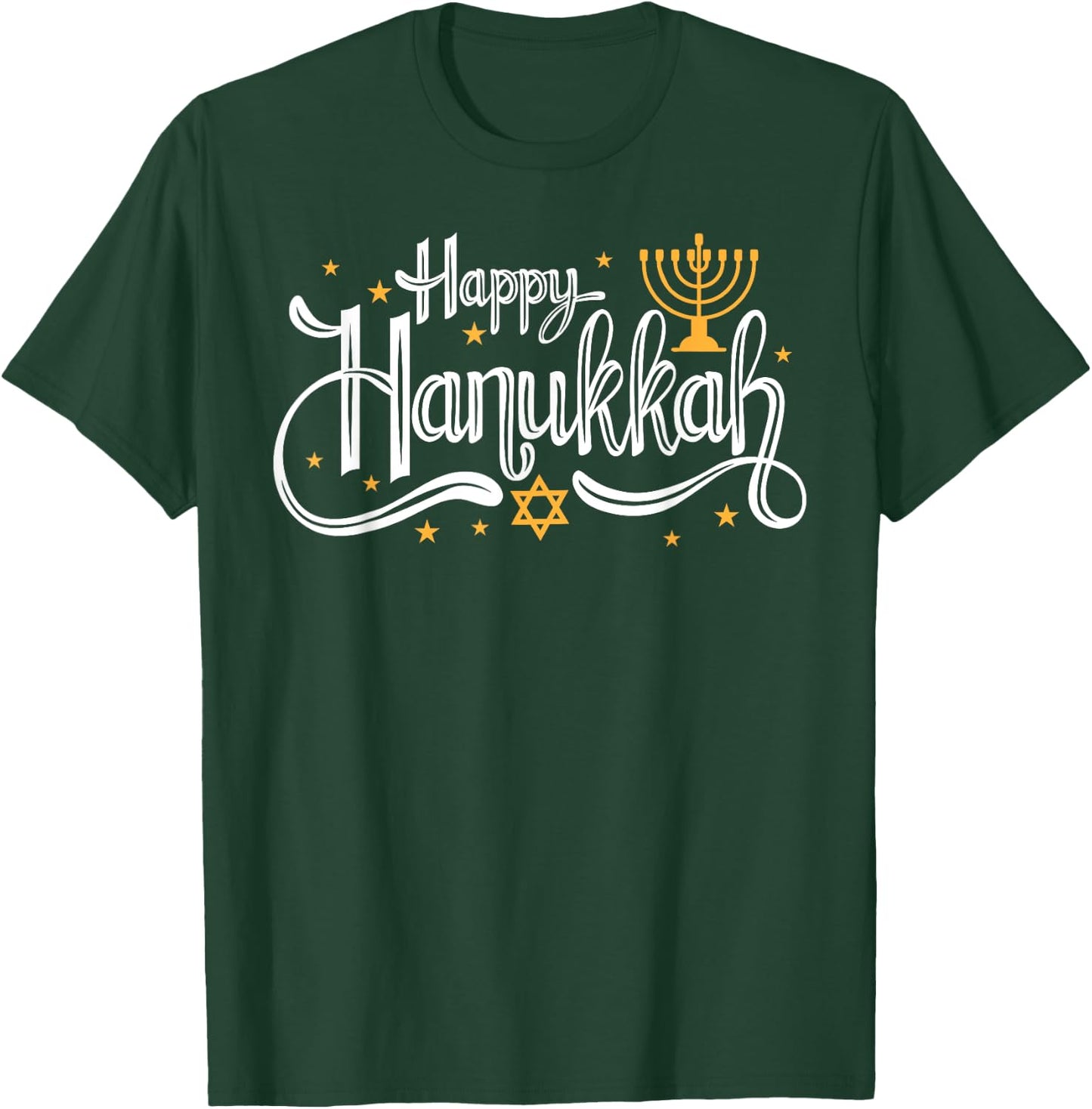 Happy Hanukkah Vintage Jewish Holiday Gift T-Shirt - T-Shirt | Forest
