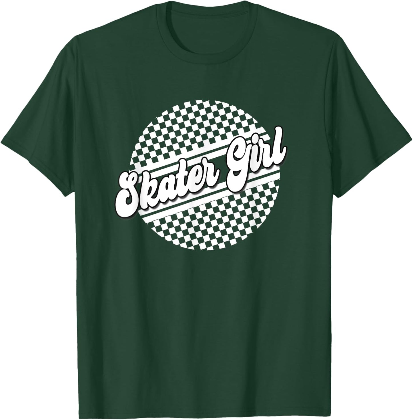 Skater Girl Checkered Skate Wear Black & White T-Shirt - T-Shirt | Forest