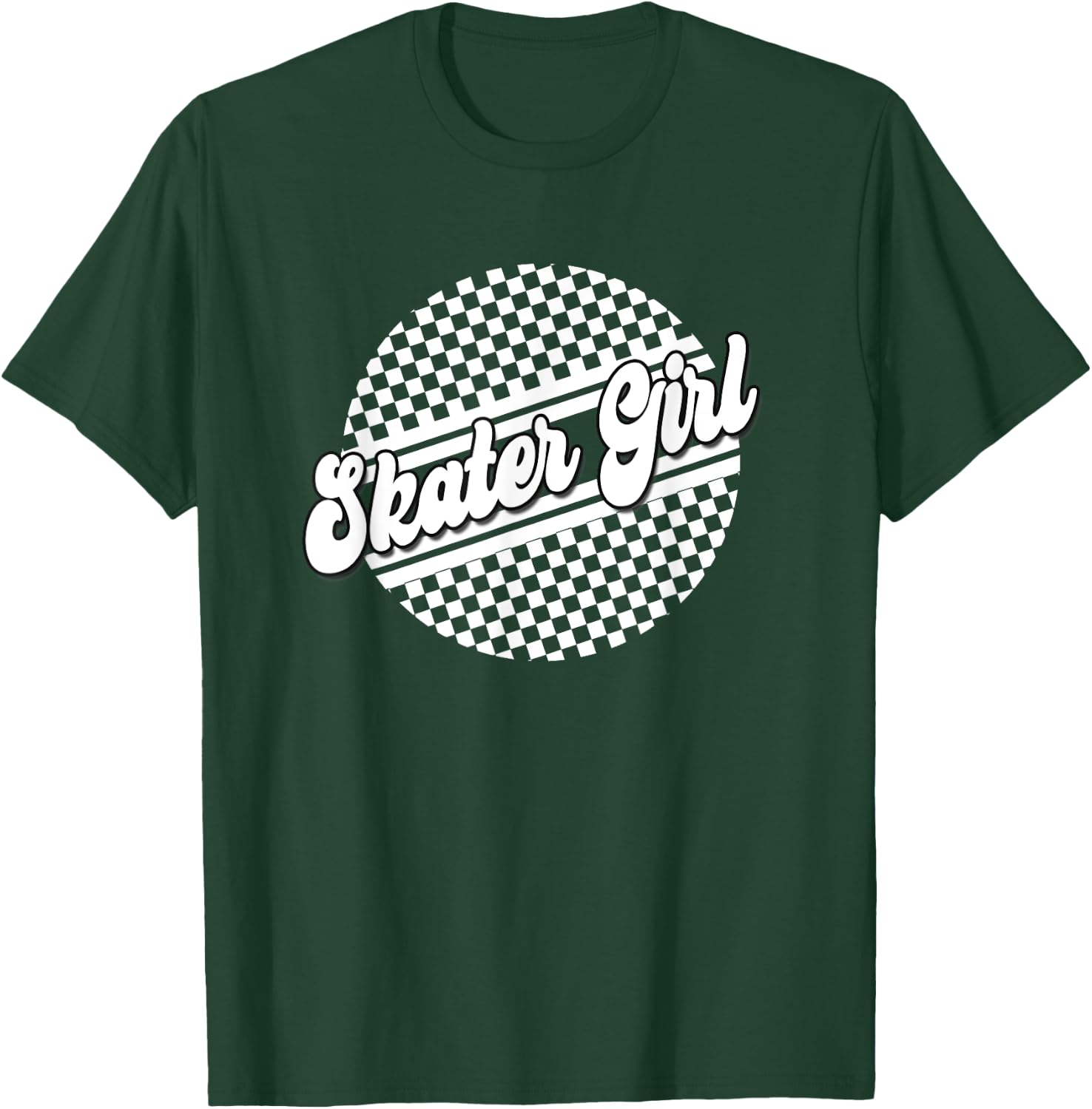 Skater Girl Checkered Skate Wear Black & White T-Shirt - T-Shirt | Forest