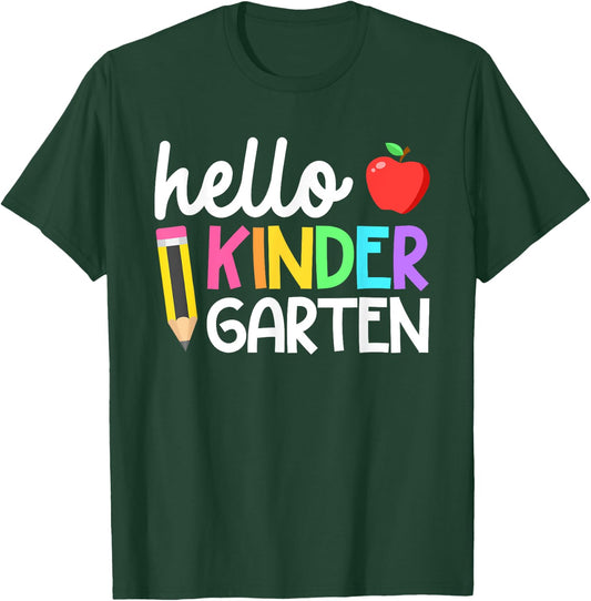 Hello Kindergarten Team Kinder Back to School Teacher Kids T-Shirt - T-Shirt | Forest