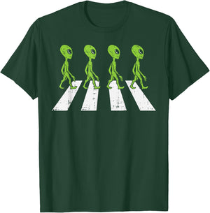 Aliens Crossing Road Funny Crosswalk Pun Space Lover Gift T-Shirt - T-Shirt | Forest