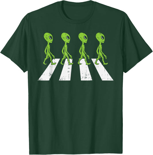 Aliens Crossing Road Funny Crosswalk Pun Space Lover Gift T-Shirt - T-Shirt | Forest