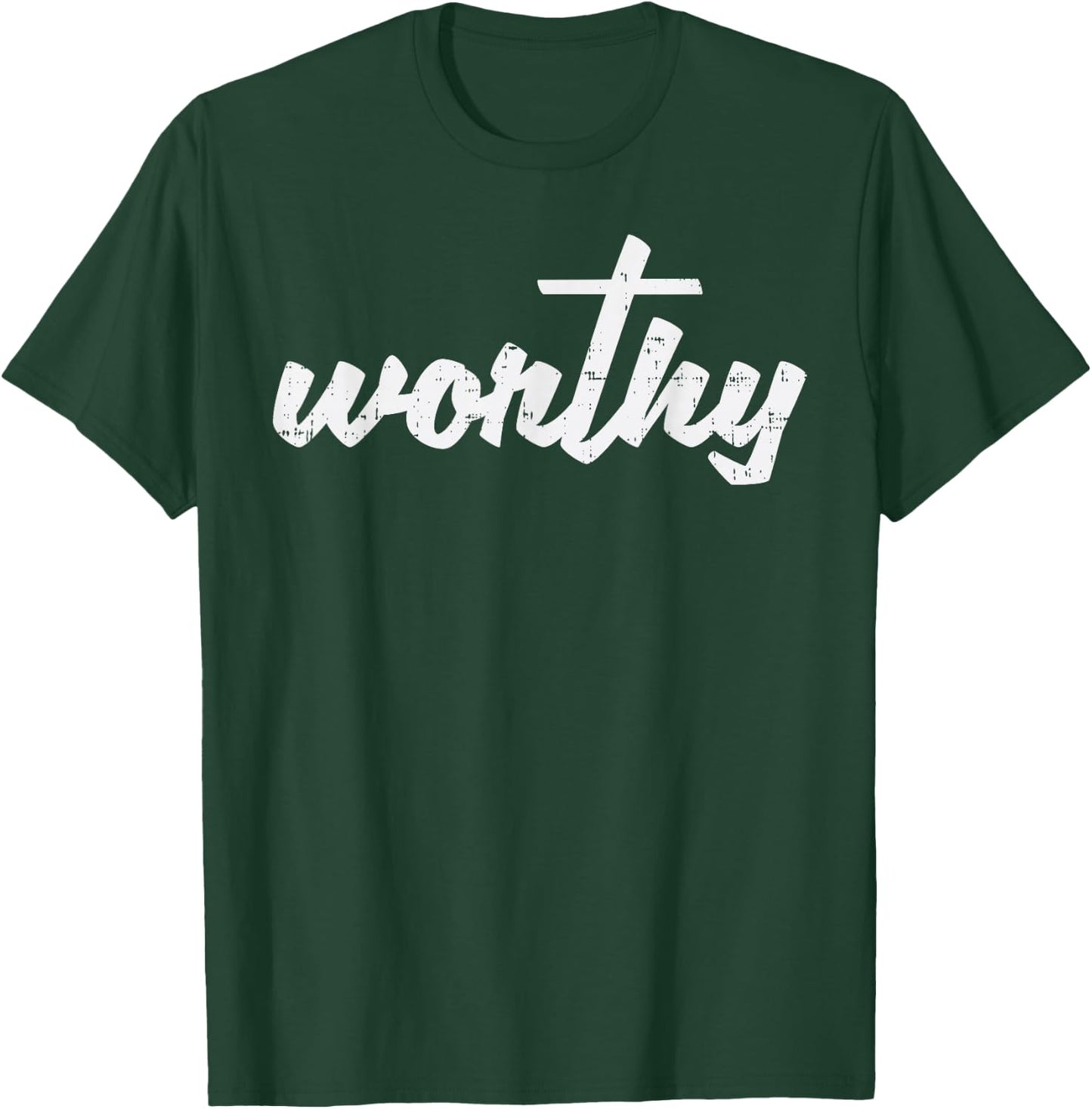 Worthy Cross God Jesus Faith Grace Religious Christian Gift T-Shirt - T-Shirt | Forest