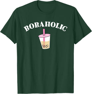 Bobaholic Funny Bubble Tea Shirts Women Boba Tea Kids Gift T-Shirt - T-Shirt | Forest