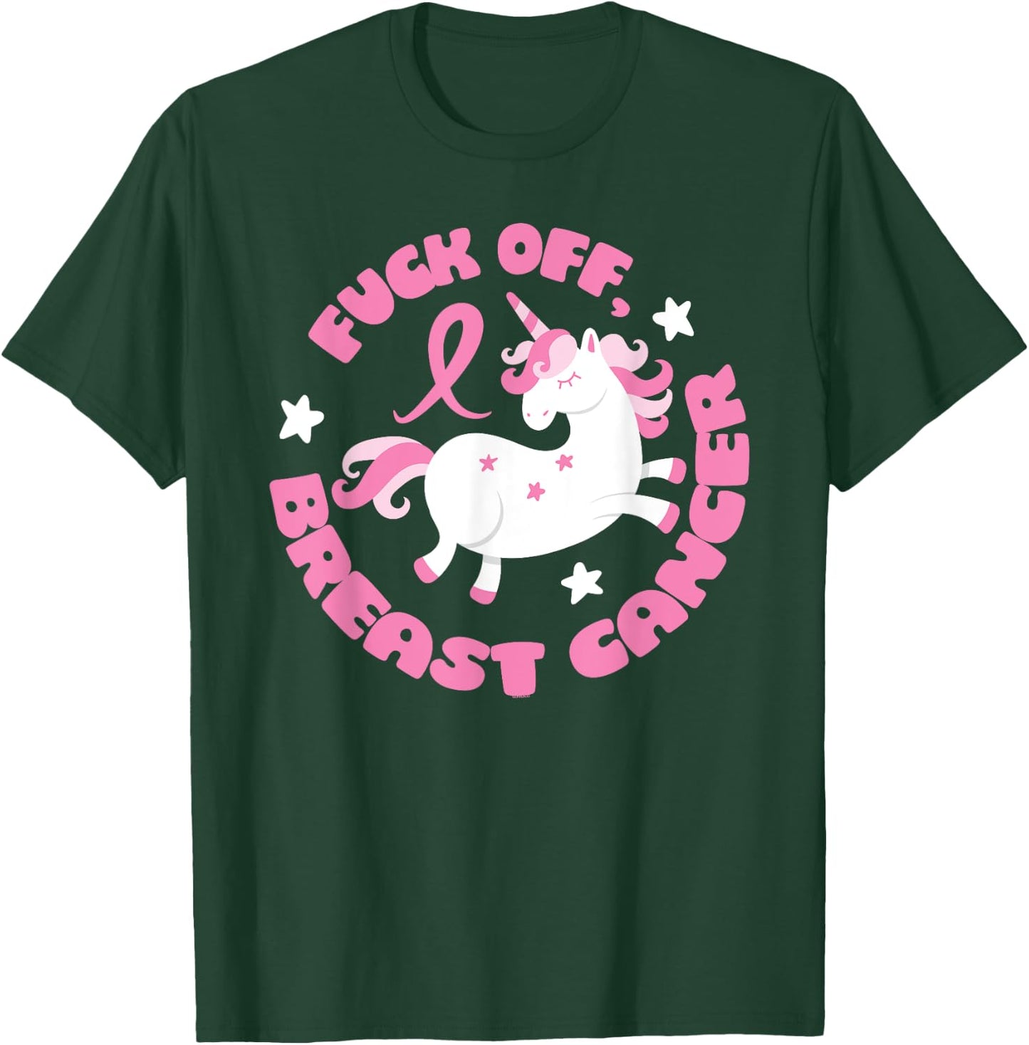 Fuck Off Breast Cancer Unicorn T-Shirt - T-Shirt | Forest