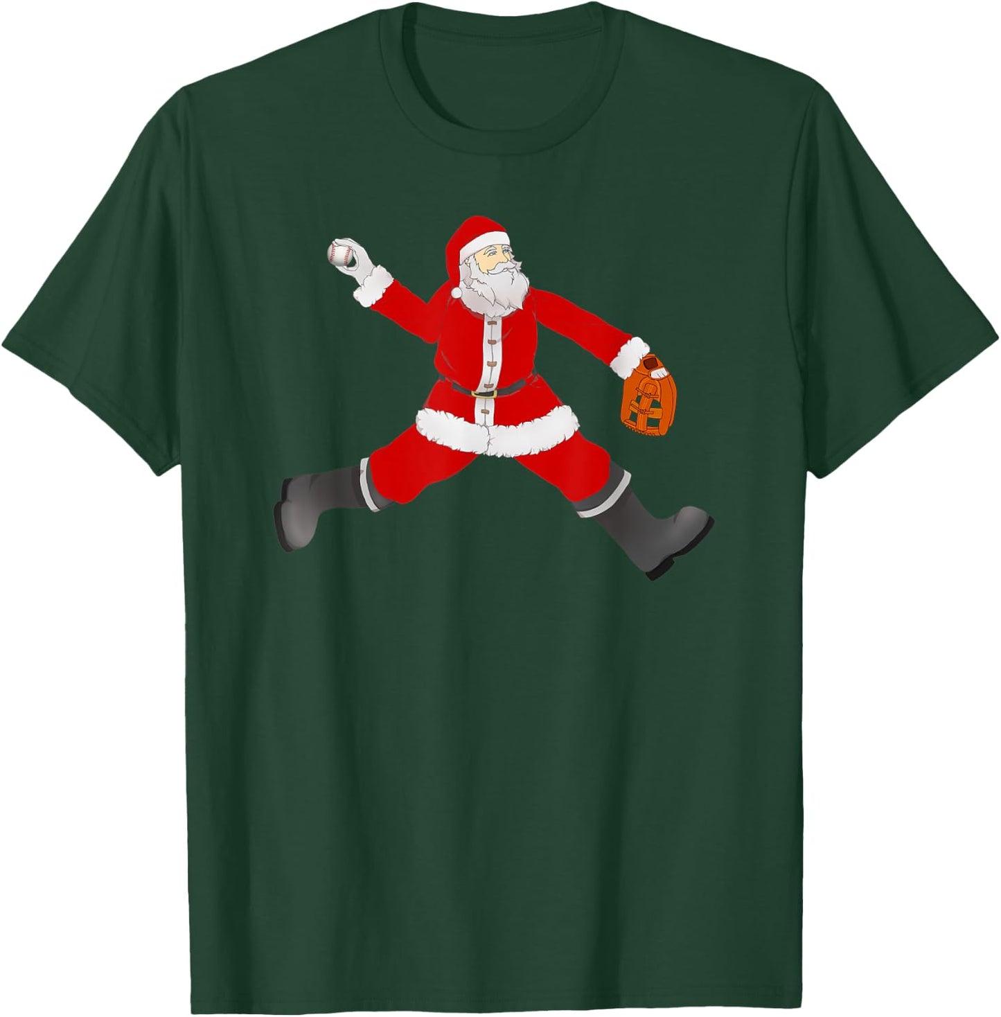 Baseball Santa Christmas No Hitter Pitcher Pitching Santa T-Shirt - T-Shirt | Forest