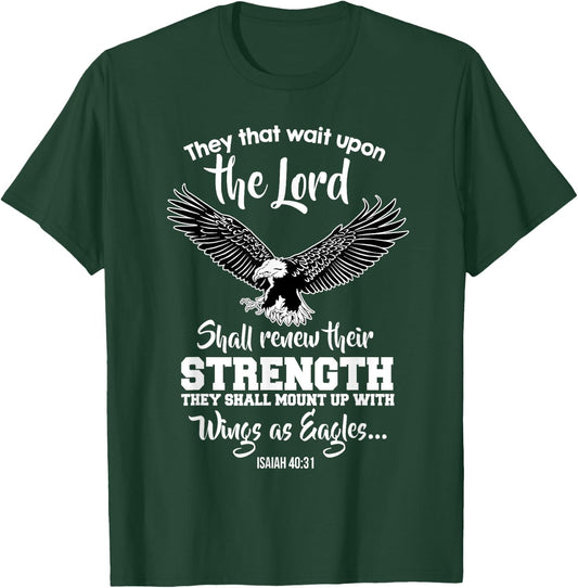 Wings Like Eagles Isaiah 40:31 Christian Bible Verse T-Shirt - T-Shirt | Forest