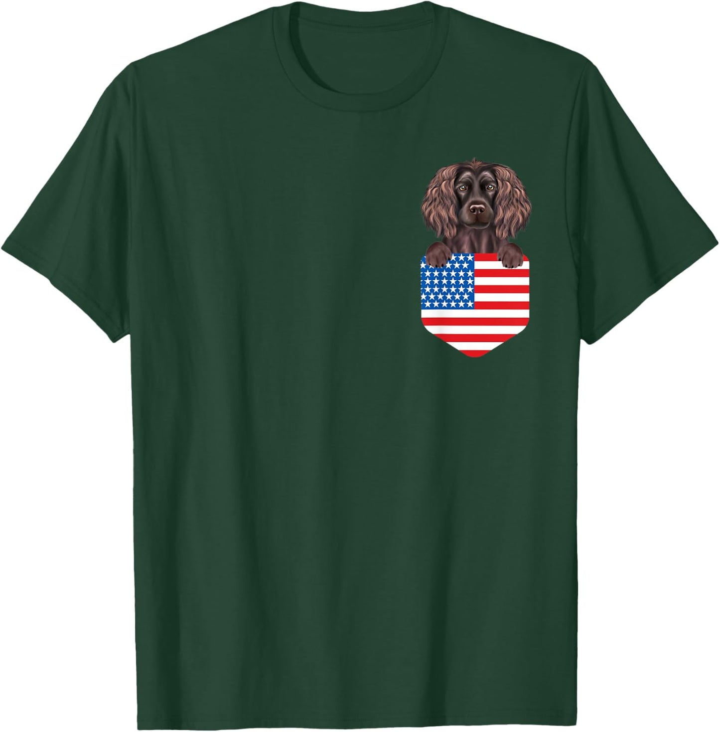 America Flag Boykin Spaniel Dog In Pocket T-Shirt - T-Shirt | Forest