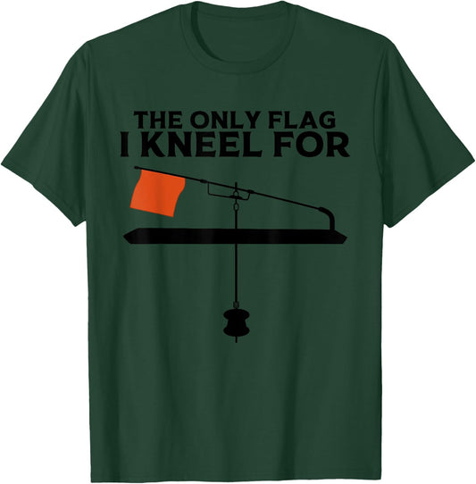 Funny Ice Fishing Tip Up Gift Cool Fishermen Fishing Flag T-Shirt - T-Shirt | Forest
