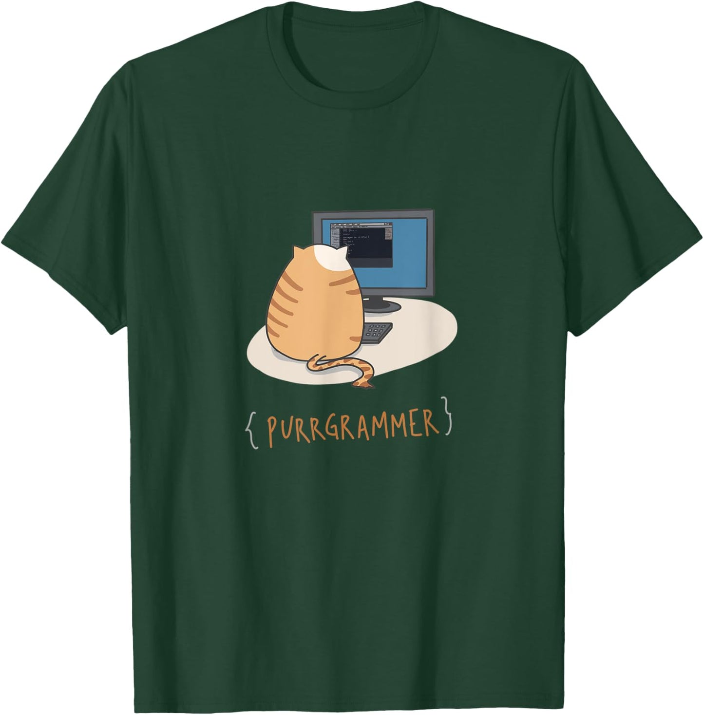 Purrgrammer - Cute Cat Coder T-Shirt - T-Shirt | Forest