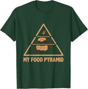 Meat Lover - My Food Pyramid Funny Cow Pig Chicken Carnivore T-Shirt - T-Shirt | Forest