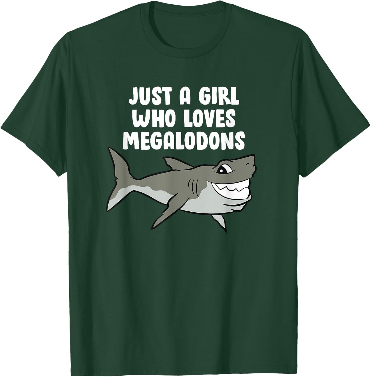 Just a Girl Who Loves Megalodons Kids Cartoon Megalodon T-Shirt - T-Shirt | Forest