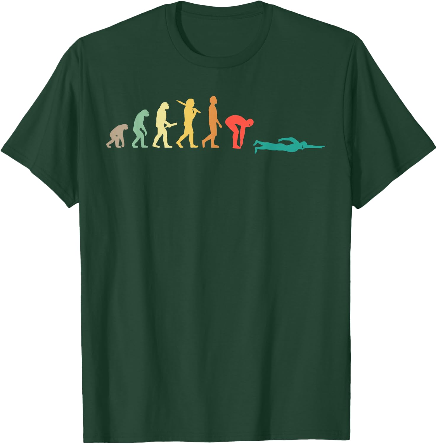 Retro Swimming Evolution Gift Swimmers Small T-Shirt - T-Shirt | Forest