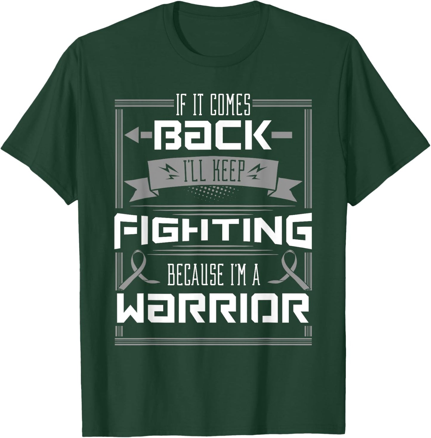 Brain Cancer Awareness Tumor Patient Survivor Gray Ribbon T-Shirt - T-Shirt | Forest