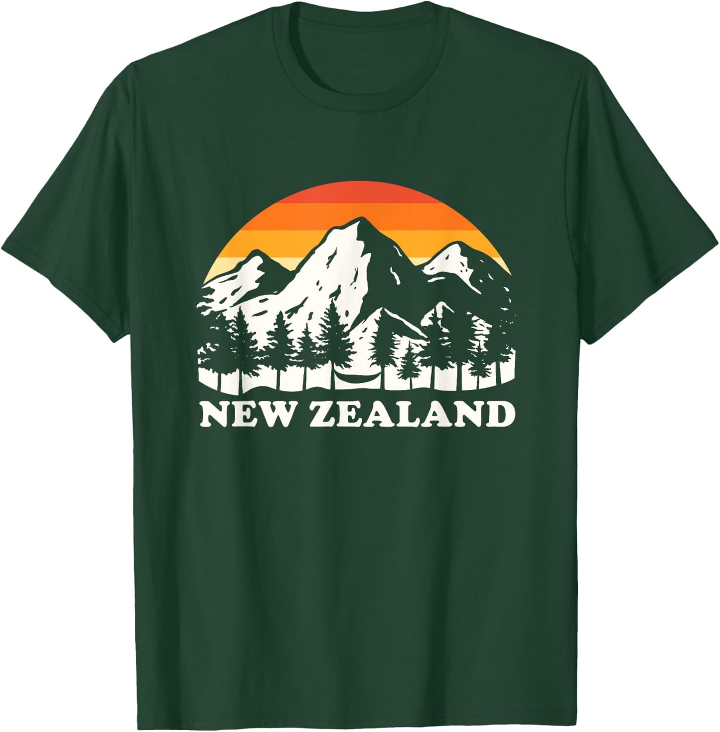 Retro Hiking Mountains New Zealand T-Shirt - T-Shirt | Forest