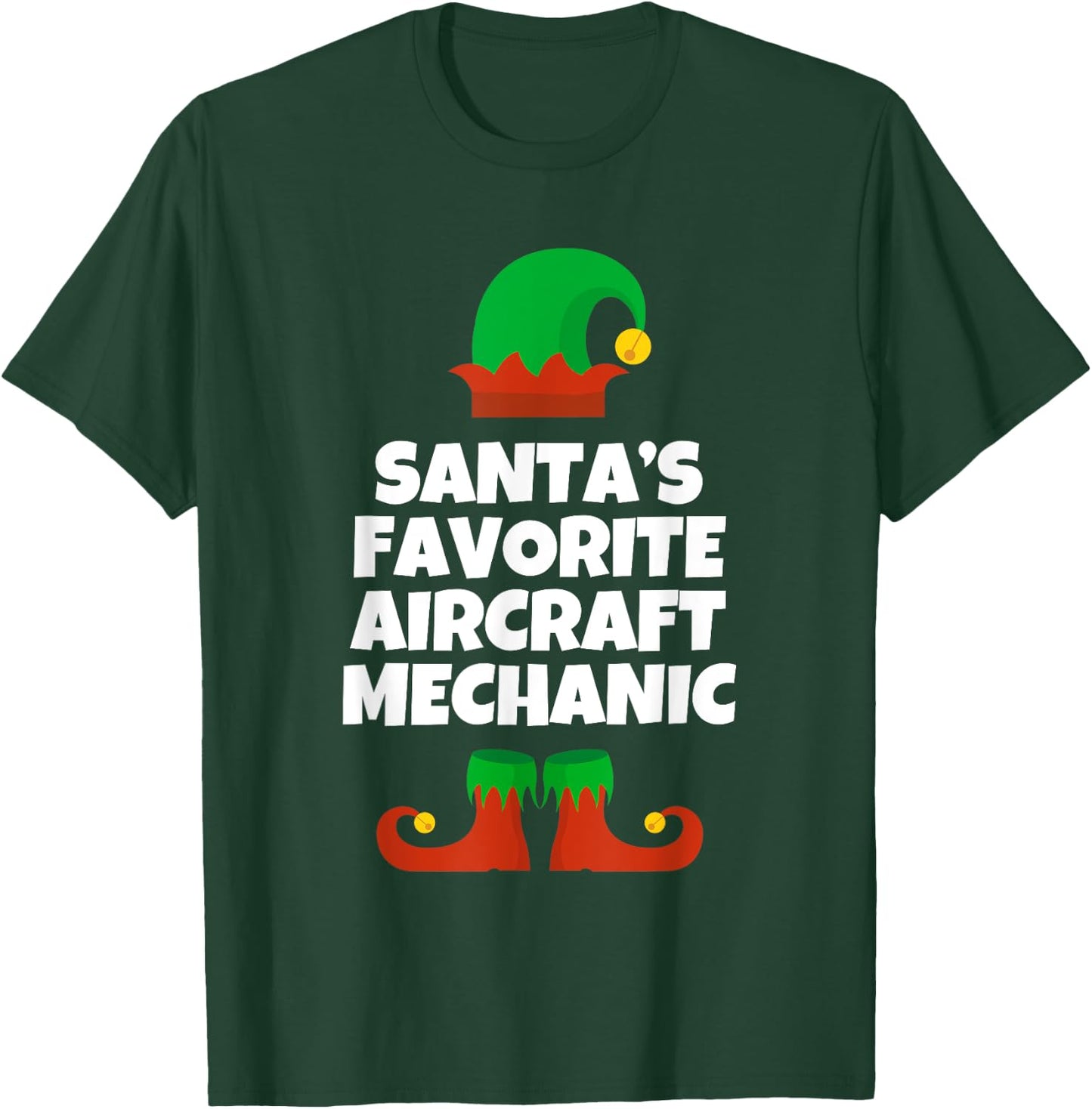 Santas Favorite Aircraft Mechanic Hat Christmas Funny Pj T-Shirt - T-Shirt | Forest