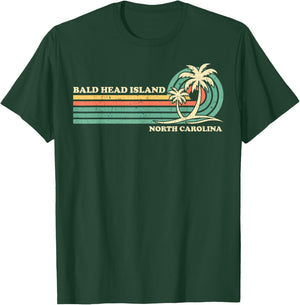 Summer Vacation Vintage Retro Carolina Bald Head Island Men Women Kids T-Shirt - T-Shirt | Forest