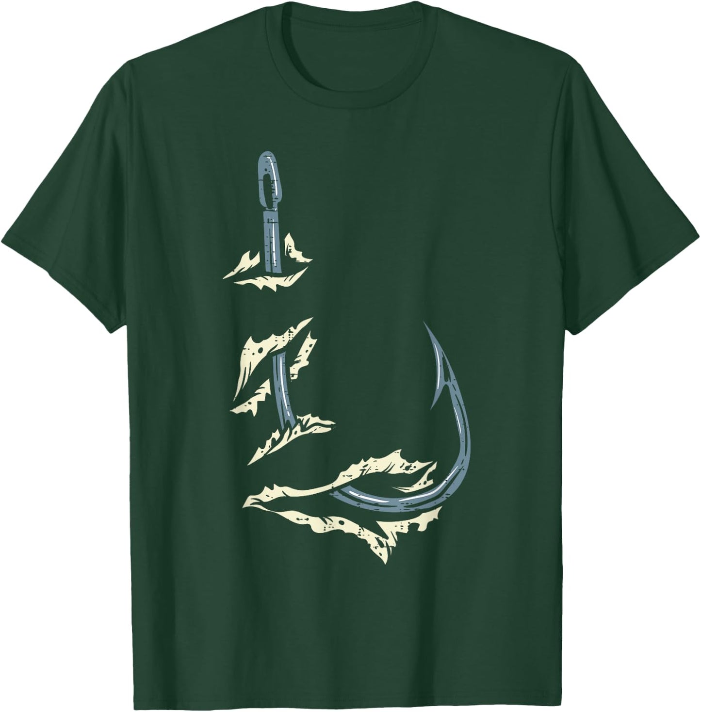 Fish Hook Cool Fishing Fisher Fisherman Angler Men Women Dad T-Shirt - T-Shirt | Forest