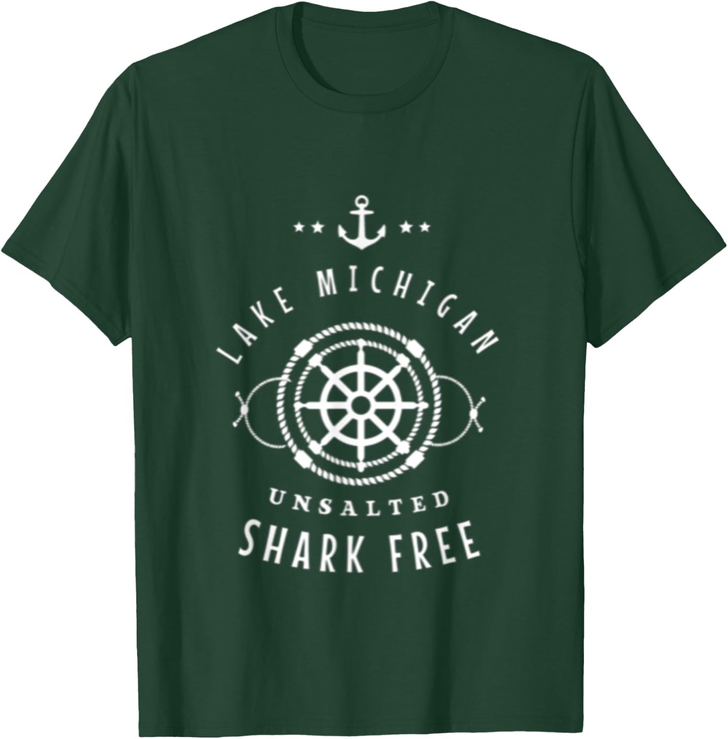 Lake Michigan Unsalted Shark Free Great Lakes Fishing Boat T-Shirt - T-Shirt | Forest