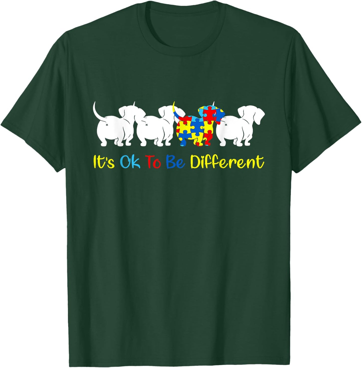 Dachshund It's Ok To Be Different Autism Awareness Kids T-Shirt - T-Shirt | Forest