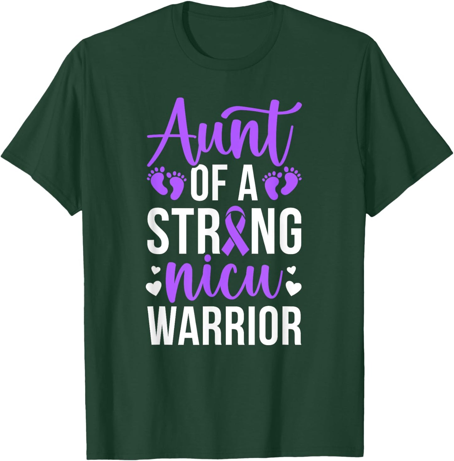 NICU Aunt Of NICU Warrior Best Micro Preemie Baby Aunt T-Shirt - T-Shirt | Forest