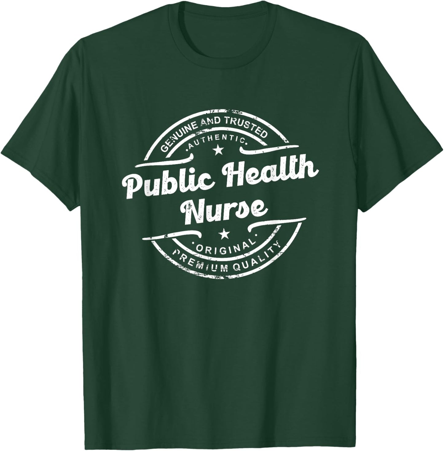 Best Public Health Nurse vintage stamp retro distressed logo T-Shirt - T-Shirt | Forest