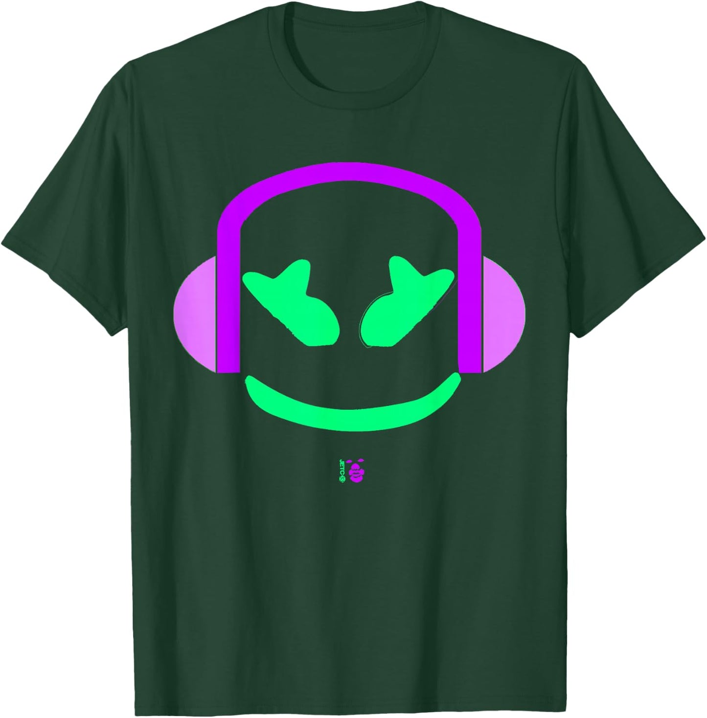 Marshmallow Purple Angry Face Headphones T-Shirt - T-Shirt | Forest