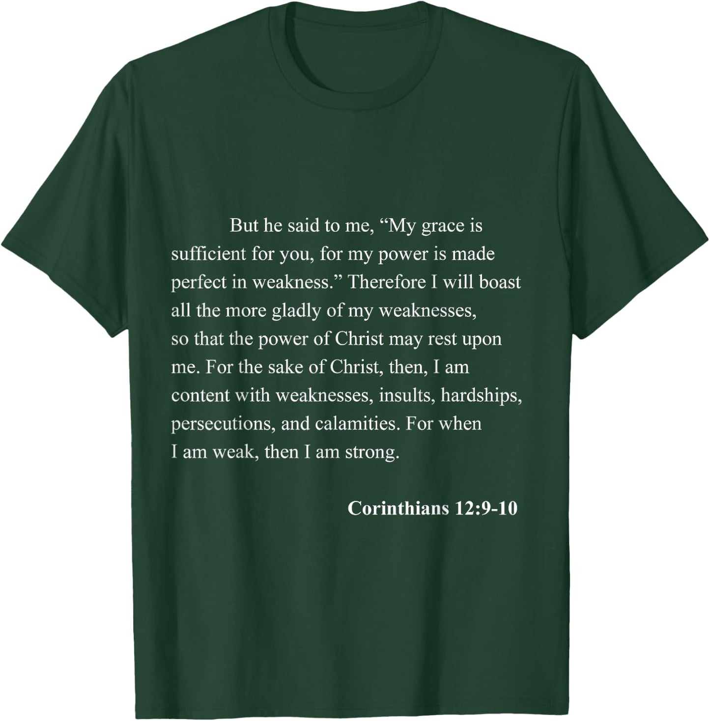 Bible Verse Corinthians 12:9-10 Christian Jesus Psalm T-Shirt - T-Shirt | Forest