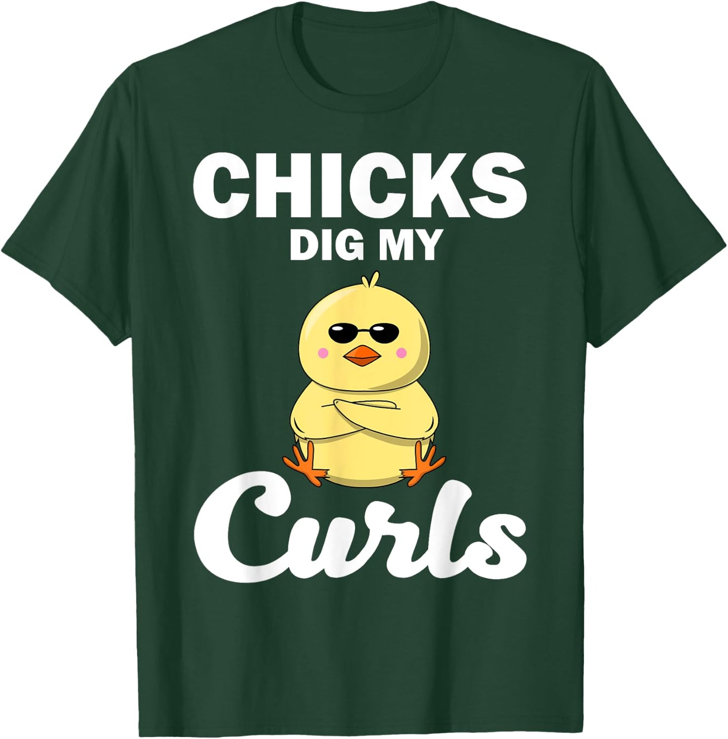 Funny Chicks Dig My Curls Gift Toddlers Curly Hair Boys T-Shirt - T-Shirt | Forest