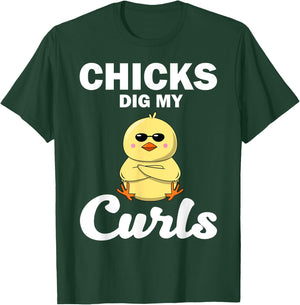 Funny Chicks Dig My Curls Gift Toddlers Curly Hair Boys T-Shirt - T-Shirt | Forest