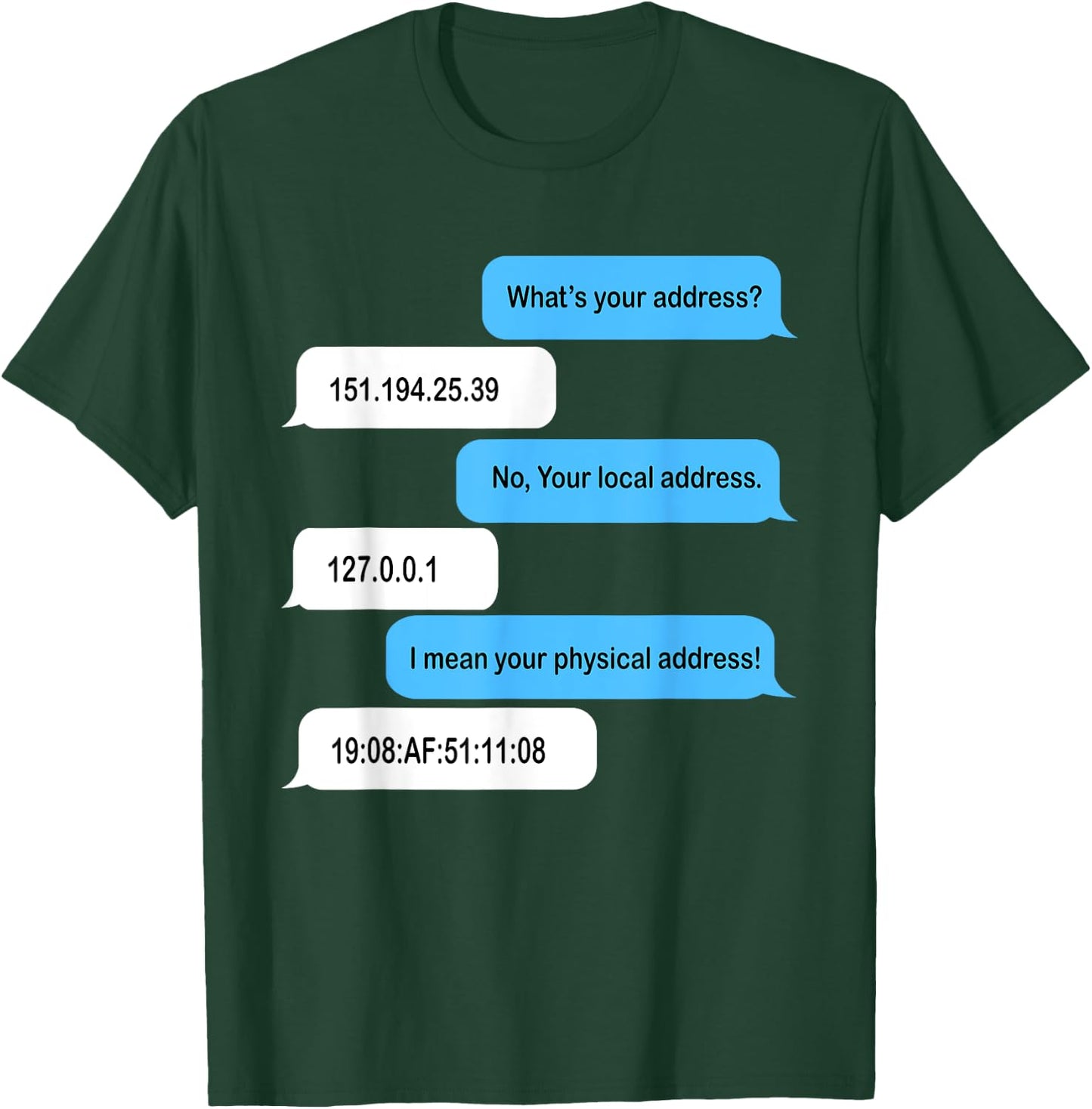What's Your Address Funny Coder Chat T-Shirt - T-Shirt | Forest