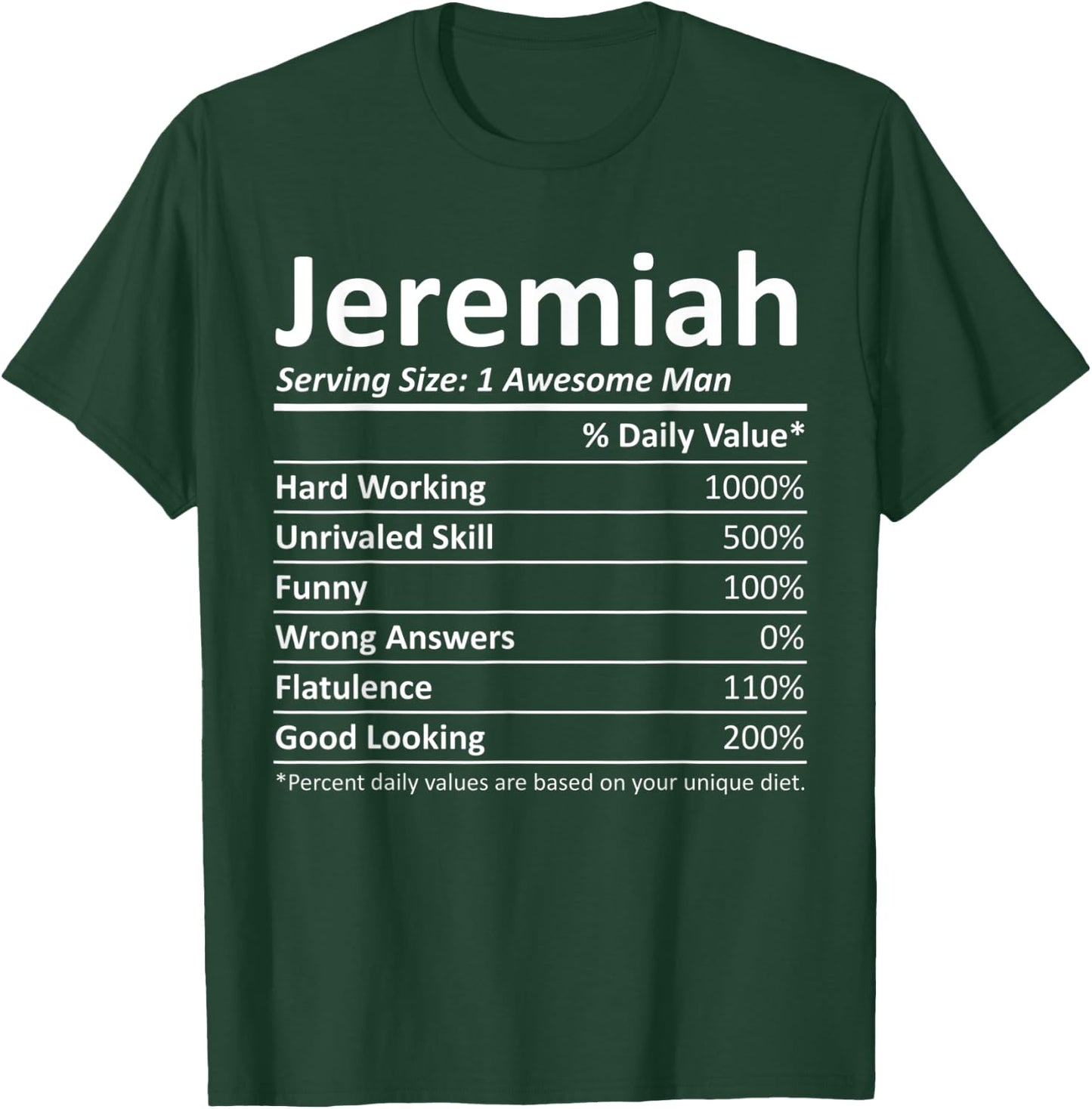 JEREMIAH Nutrition Funny Birthday Personalized Name Gift T-Shirt - T-Shirt | Forest