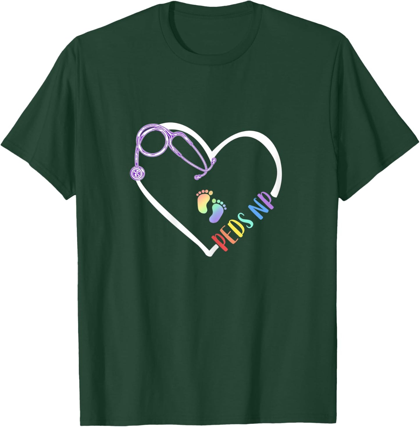 Peds NP Pediatric Nurse Practitioner- Footprints in Heart T-Shirt - T-Shirt | Forest