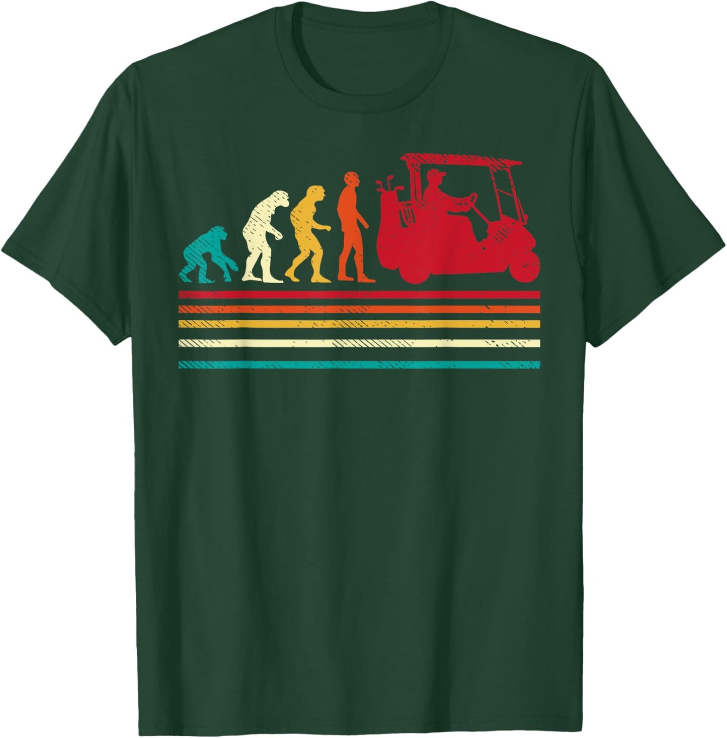 Human Evolution Golf Cart Funny Golfing Golfer Men Women T-Shirt - T-Shirt | Forest
