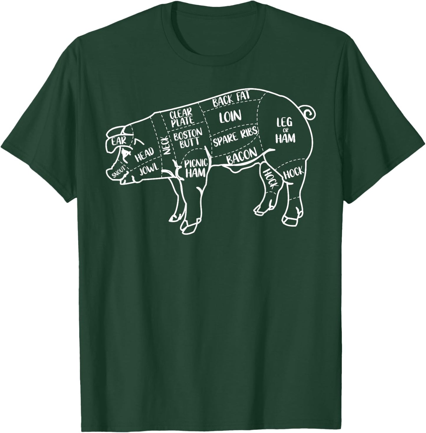 Pig and Pork Diagram design, Butcher design, Bacon gift T-Shirt - T-Shirt | Forest