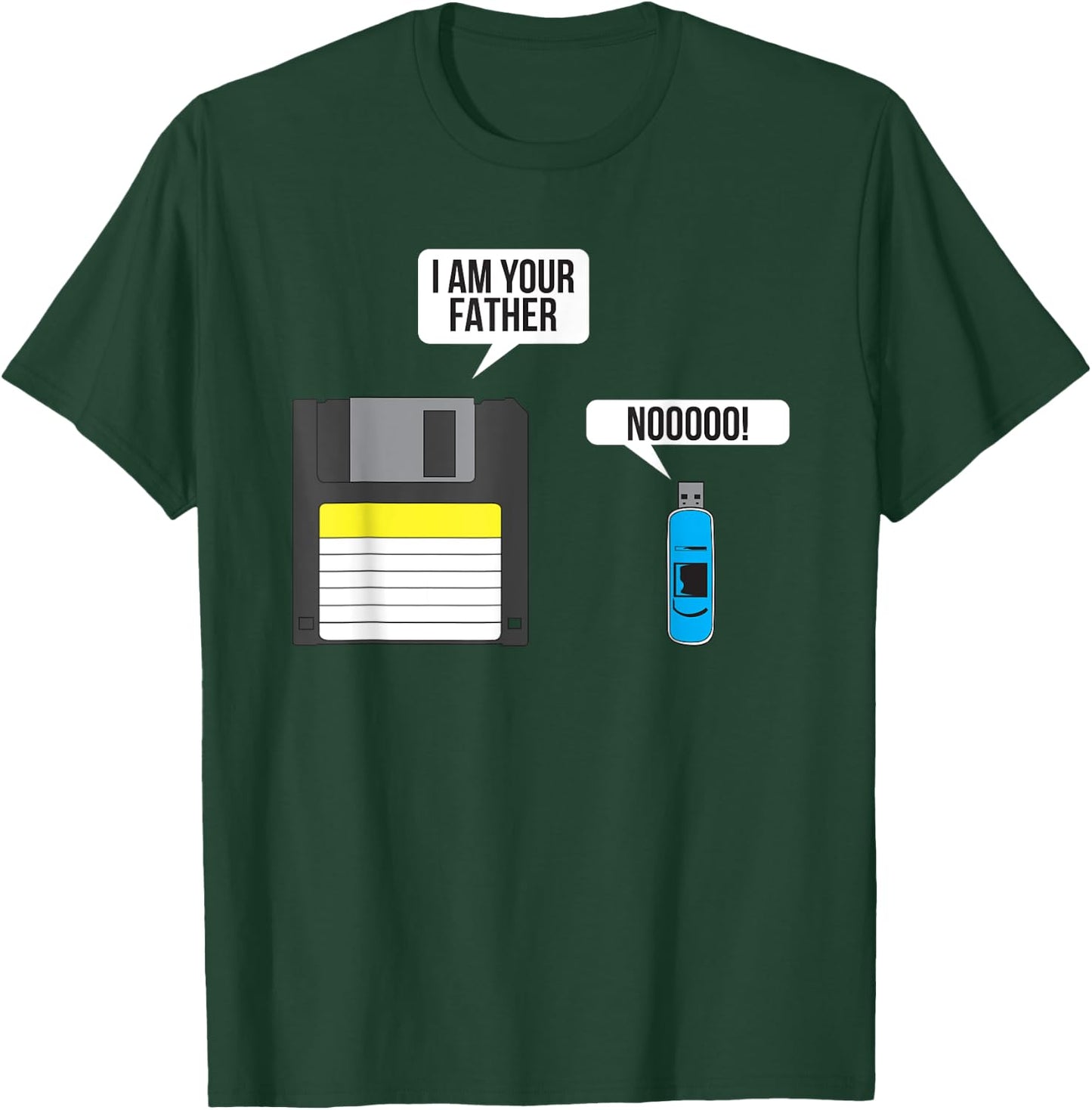 Funny Father Floppy Disk and Son USB Flash Drive Nerdy Gift T-Shirt - T-Shirt | Forest