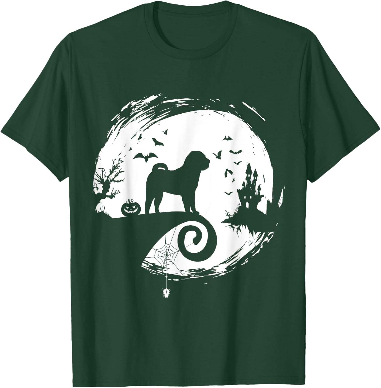 CHINESE SHAR-PEI Halloween Costume Moon Silhouette Horror T-Shirt - T-Shirt | Forest