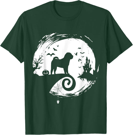 CHINESE SHAR-PEI Halloween Costume Moon Silhouette Horror T-Shirt - T-Shirt | Forest