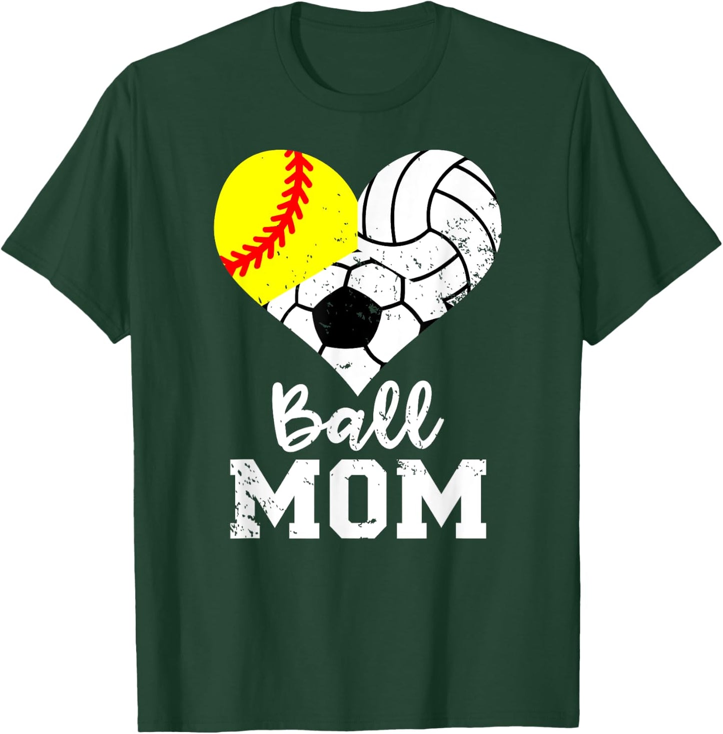 Ball Mom Funny Softball Volleyball Soccer Mom T-Shirt - T-Shirt | Forest