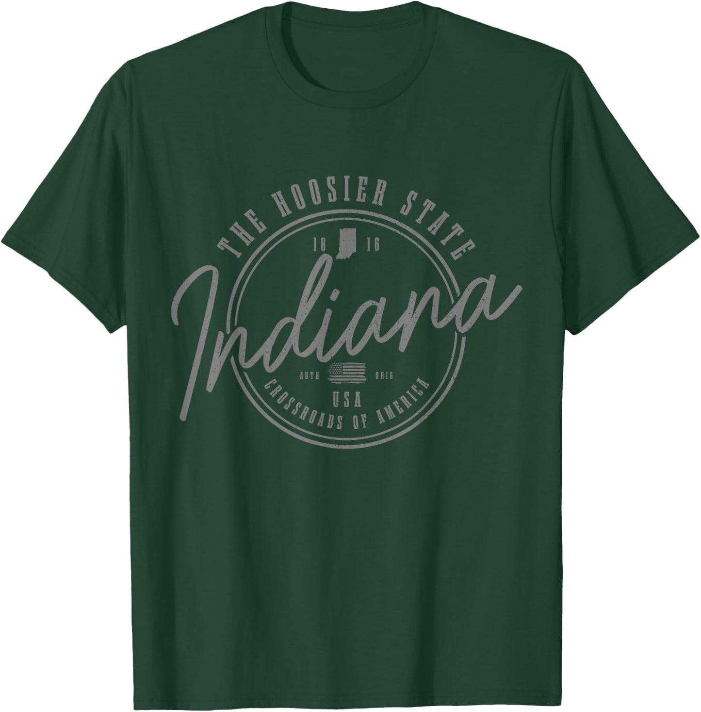 Indiana The Hoosier State Est. 1816 Patriotic Pride Indiana T-Shirt - T-Shirt | Forest