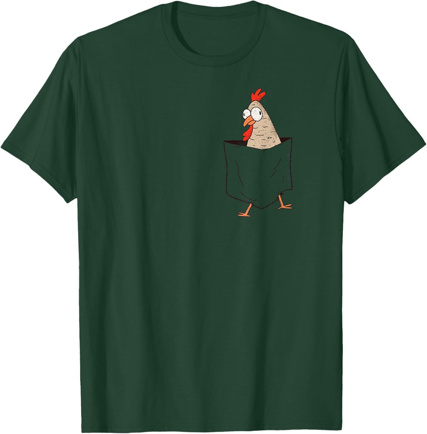 Cute and Funny Chicken in a Fake Pocket - Chicken Lovers T-Shirt - T-Shirt | Forest