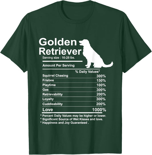 Funny Golden Retriever Facts Nutrition Gift Mother T-Shirt - T-Shirt | Forest