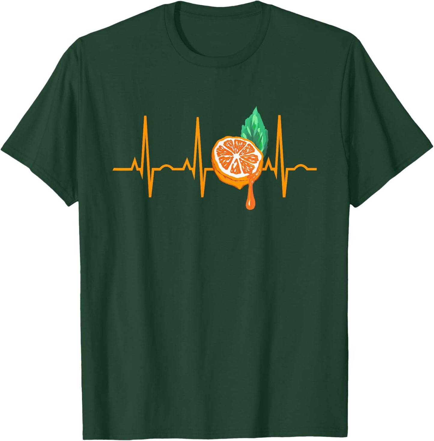 Orange Juice Heartbeat Funny EKG Citrus Gift Men Women Kids T-Shirt - T-Shirt | Forest
