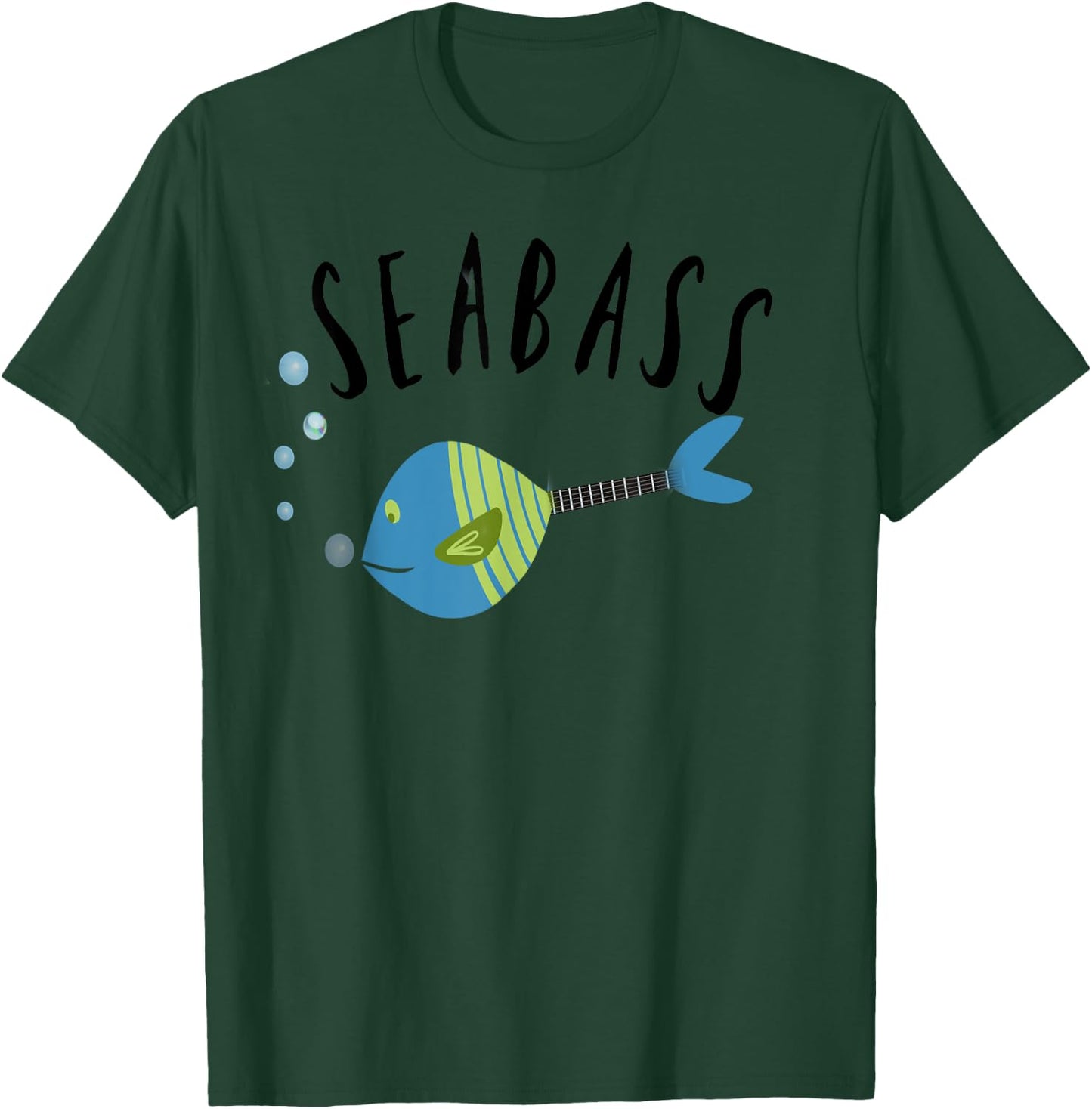 Funny Seabass fishing music guitar student teacher gift Men Women Girls Kids T-Shirt - T-Shirt | Forest