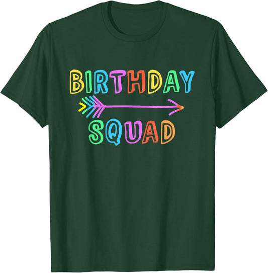 Colorful Kids Mom Dad Crew Matching Siblings Birthday Squad T-Shirt - T-Shirt | Forest