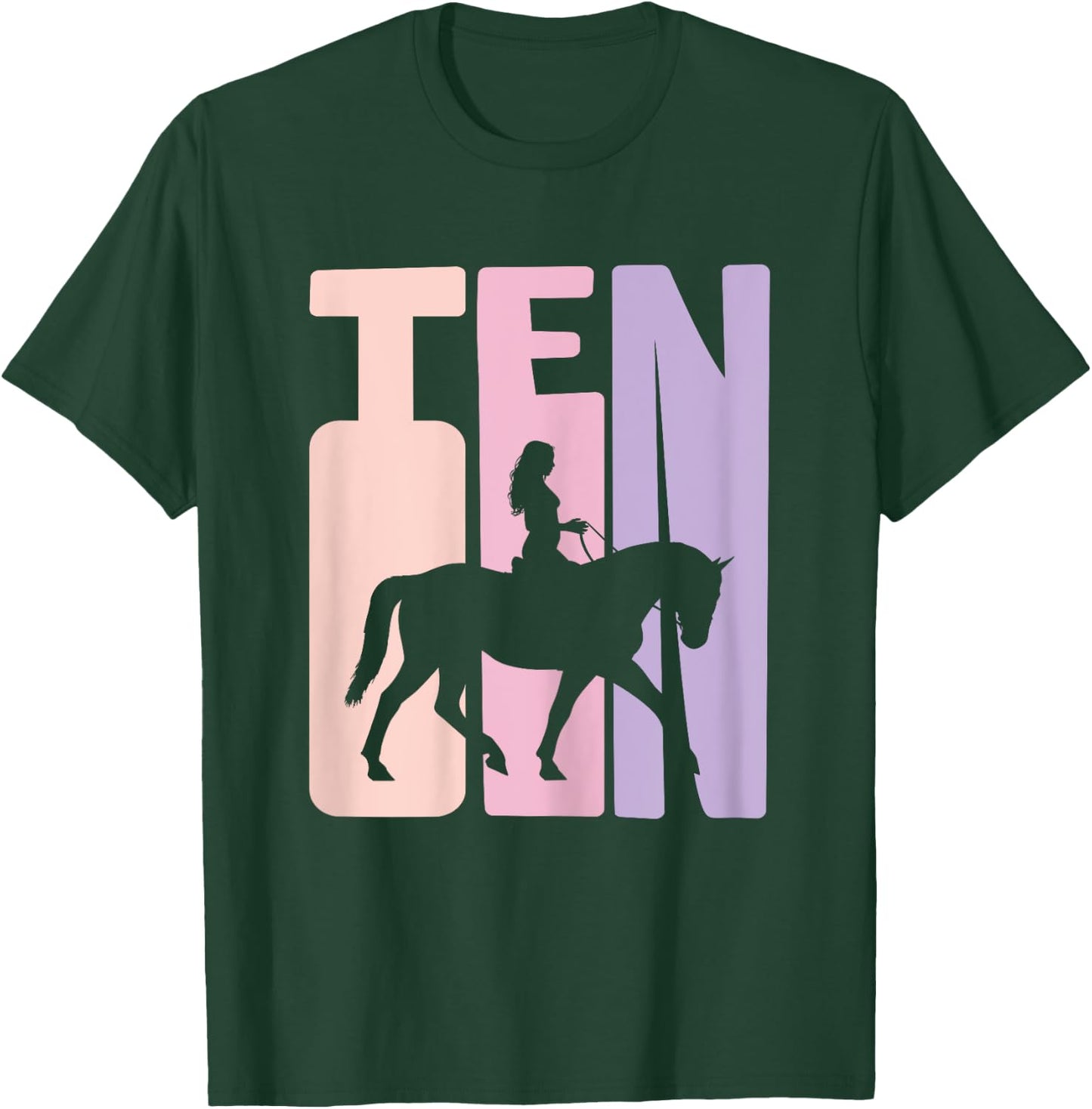 10th Birthday Gift Horse Rider Fan 10 Years Girls T-Shirt - T-Shirt | Forest