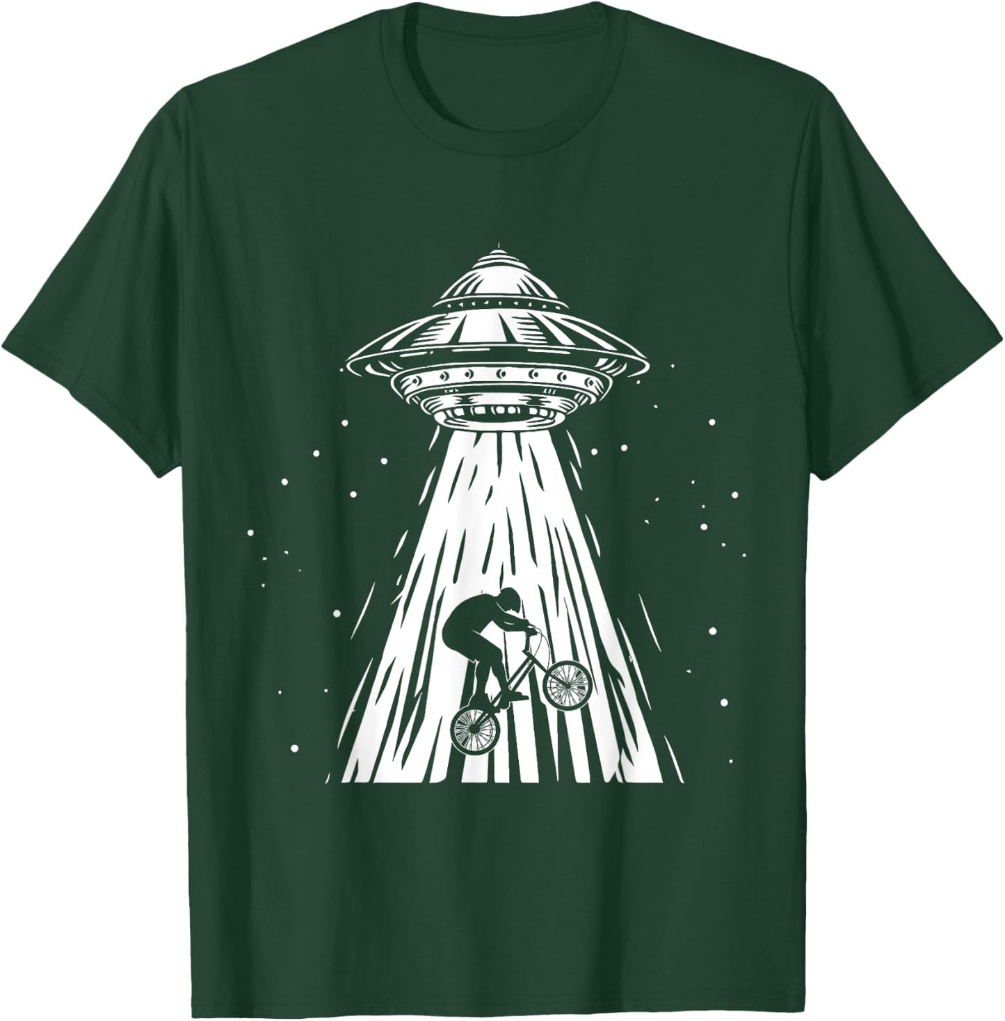 Funny Cycling bmx Alien Ufo Biker Abduction T-Shirt - T-Shirt | Forest