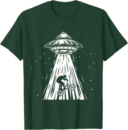 Funny Cycling bmx Alien Ufo Biker Abduction T-Shirt - T-Shirt | Forest